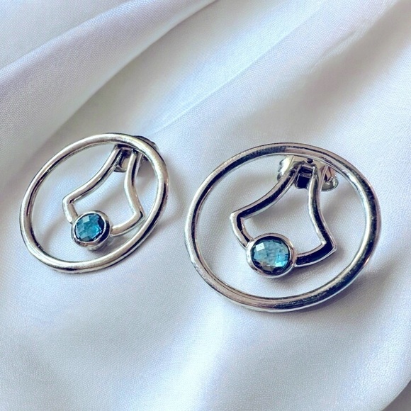 VTG | Designer Blue Topaz Sterling Silver Earrings - Picture 3 of 11
